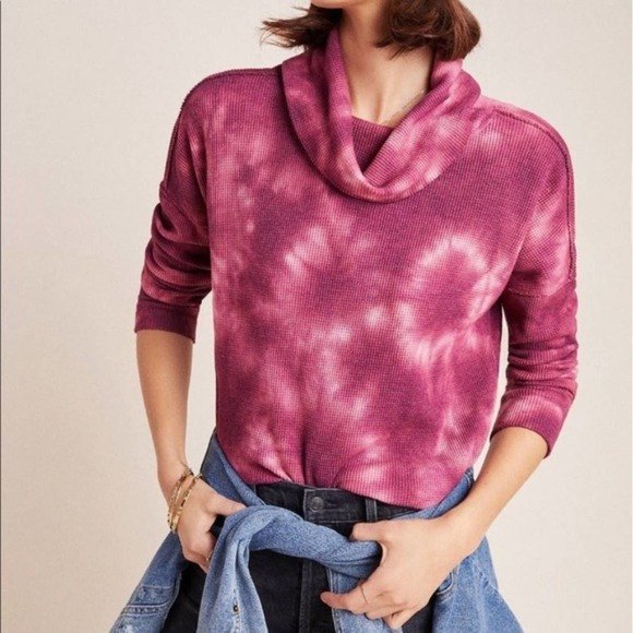 Anthropologie Tops - ANTHROPOLOGIE Maeve Women's Ainsley Tie Dye Turtleneck Thermal Top Size XS Pink
